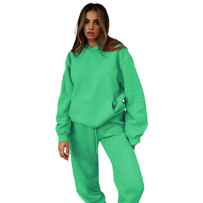 Solid Color Hooded Pullover Long-sleeved Cotton Suits