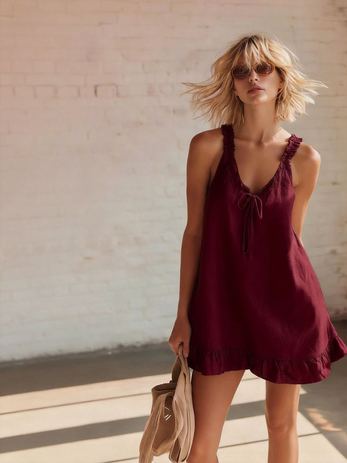Popular Women's Wooden Ear Suspender Casual Dress