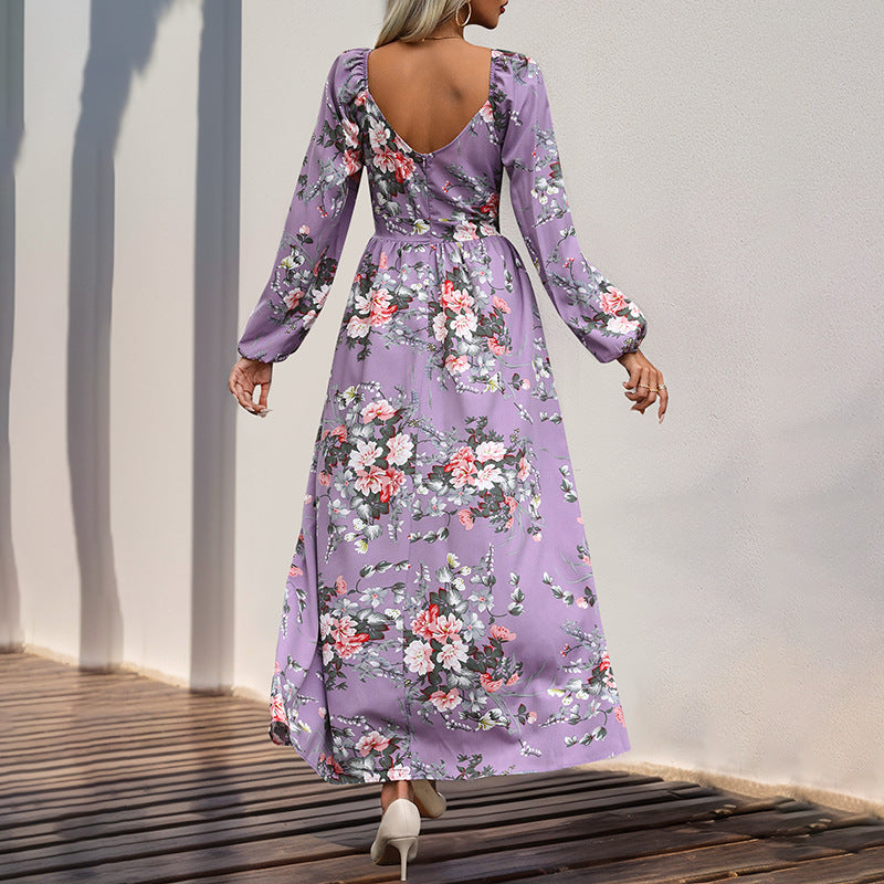 Women's Autumn Long Sleeve Printed Dress Clothing