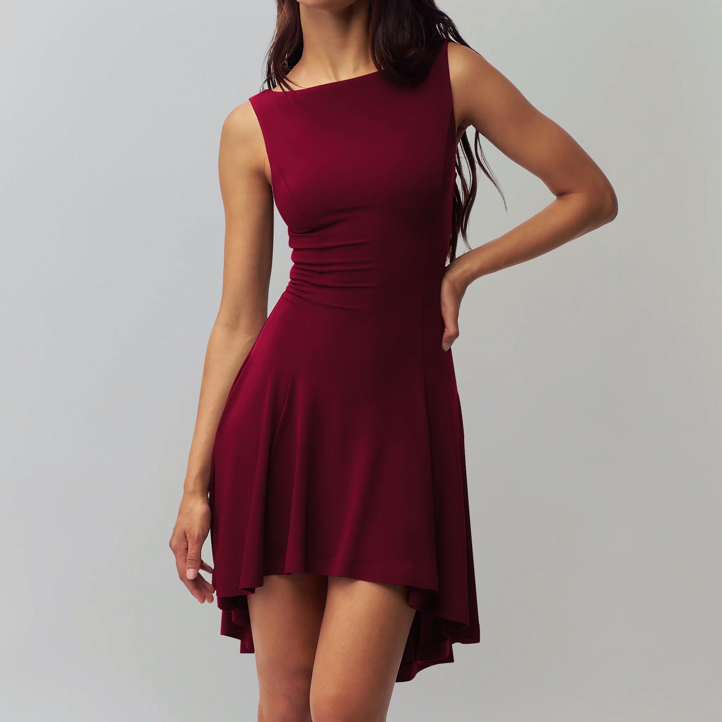 Solid Color Sleeveless Sexy Hot Waist Slimming Dress