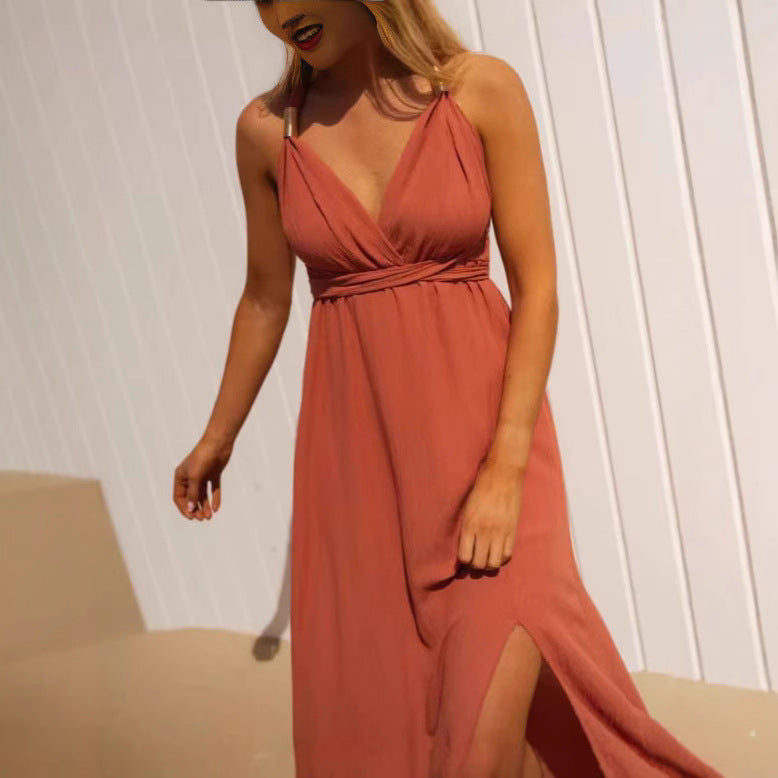Cross Backless Sexy Bandage One-piece Long Dress
