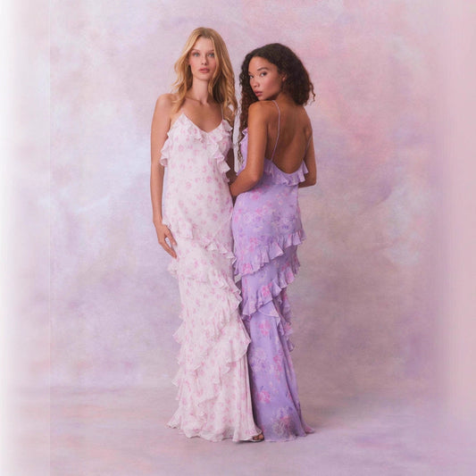 Summer Brace Sleeveless Ruffled Patchwork Long Dress