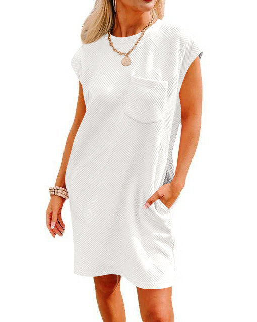 Casual Sports Round Neck Pocket Sleeve Dresses