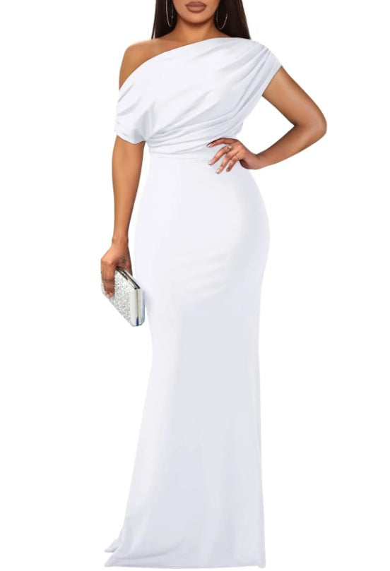 Sleeveless Cold-shoulder High Sense Skinny Long Dresses