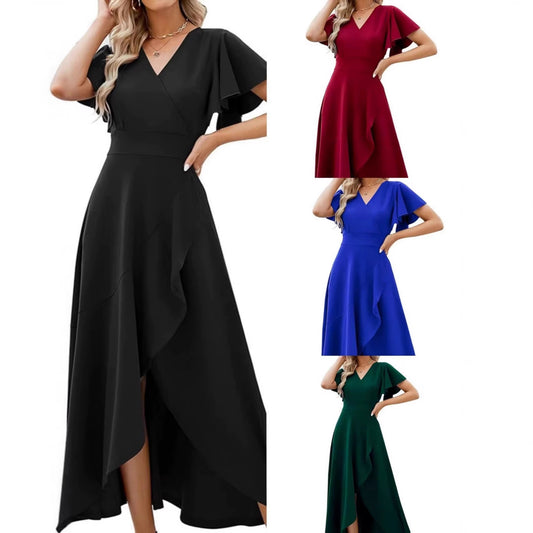 Innovative Women's Ruffle Sleeve Elegant Polyester Dress