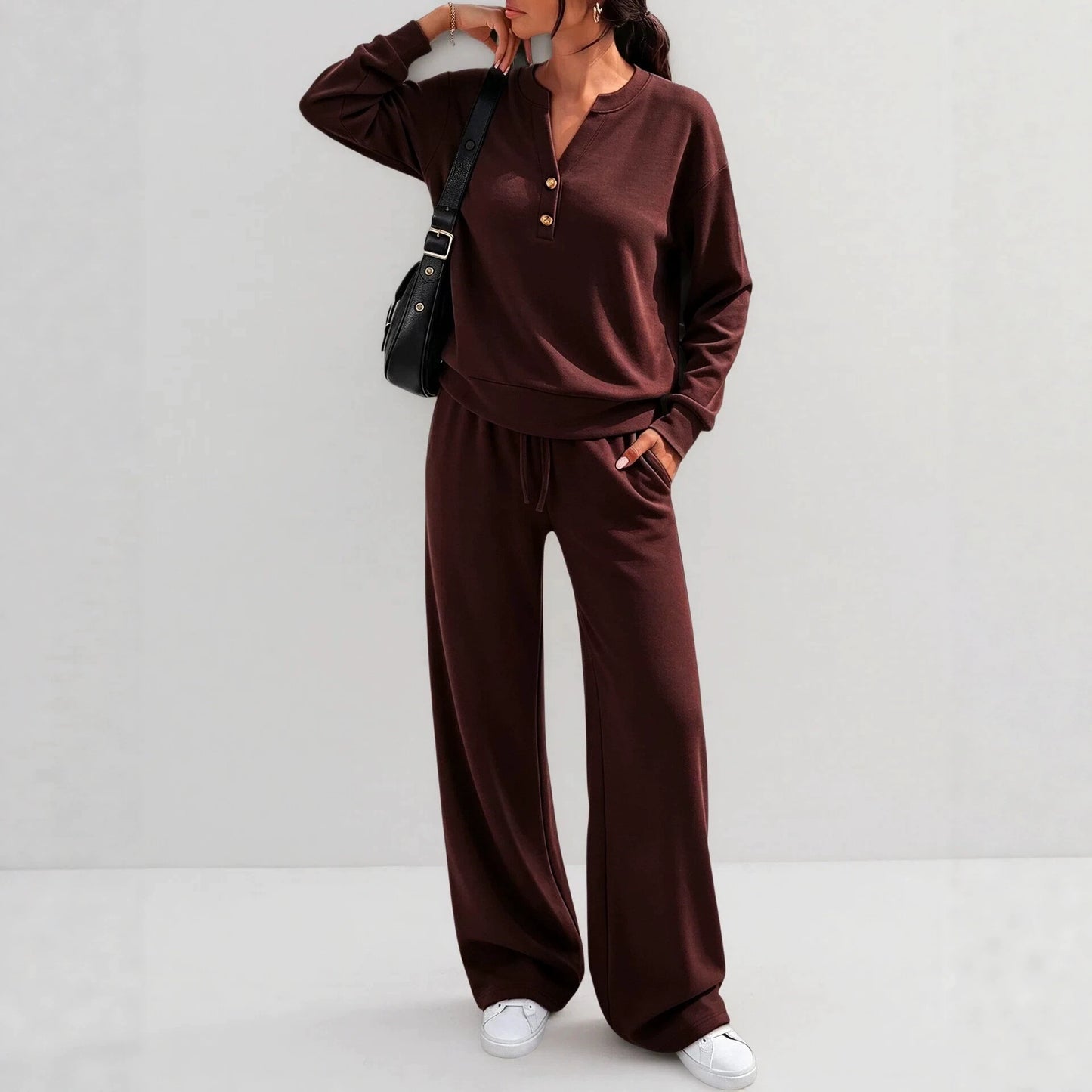 Women's Loose-fitting Long Sleeves Sports Two-piece Fashion Casual Suit