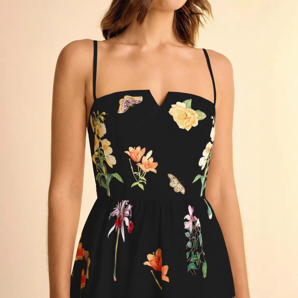 Charming Women's Summer Printed Strap Backless Dress