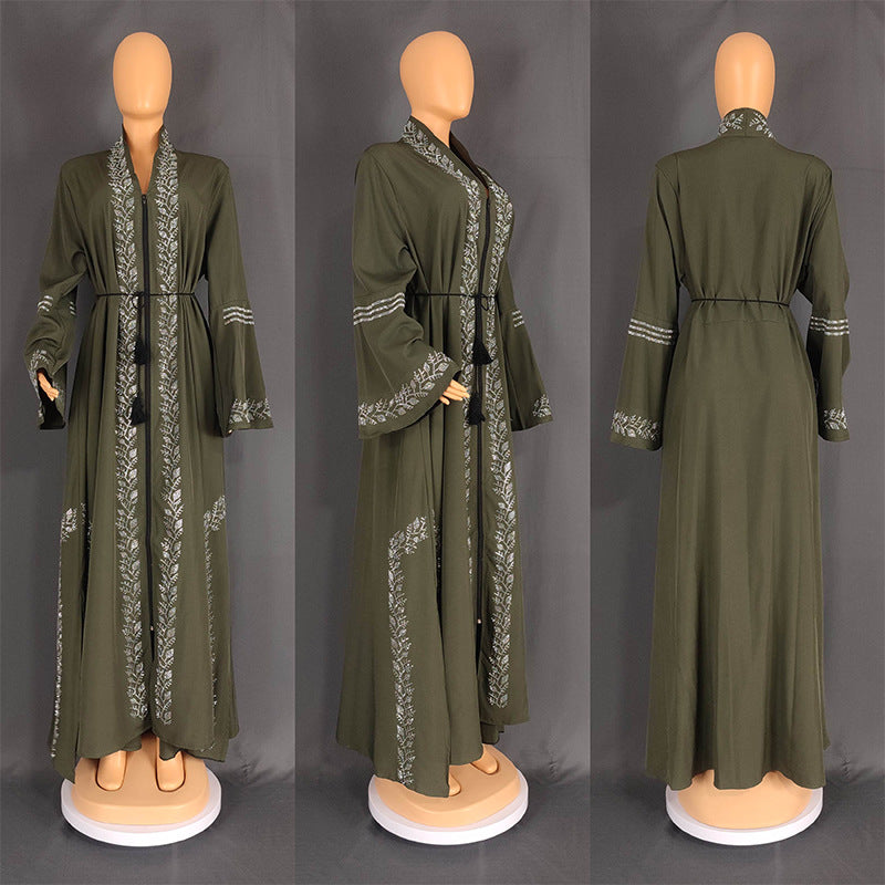 Women's Muslim Robe Arabic Gown Flared Long Dresses