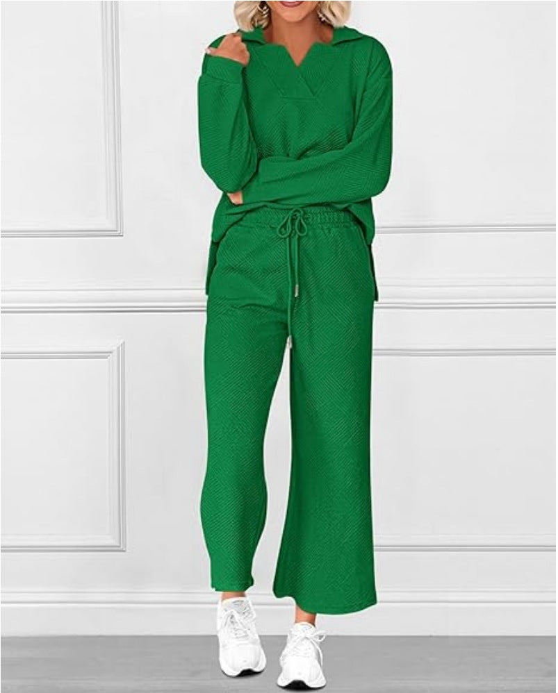 Color Texture Fashion Casual Set Autumn Suits