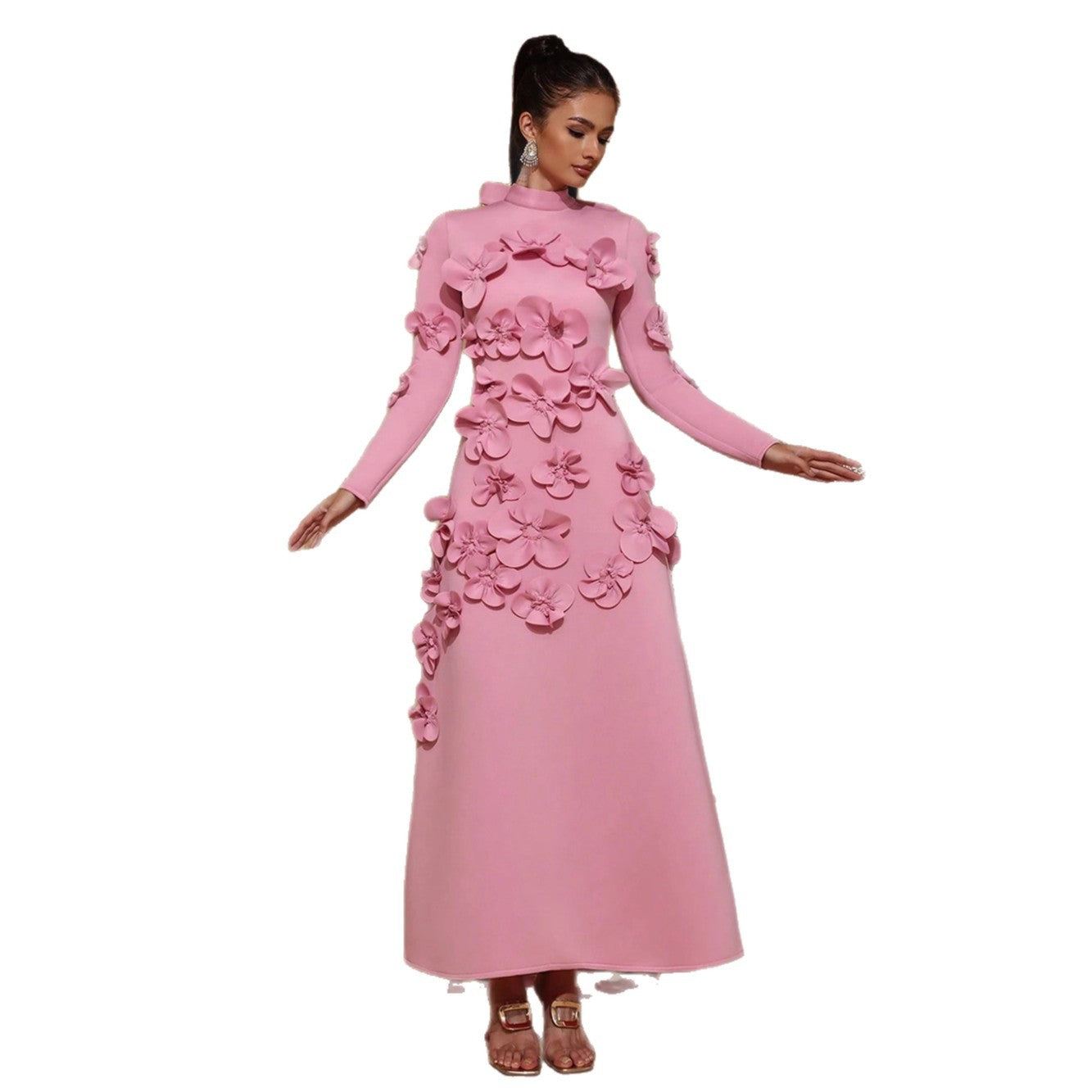 Women's Elegant Dress Autumn Stand-up Collar Tie Dresses