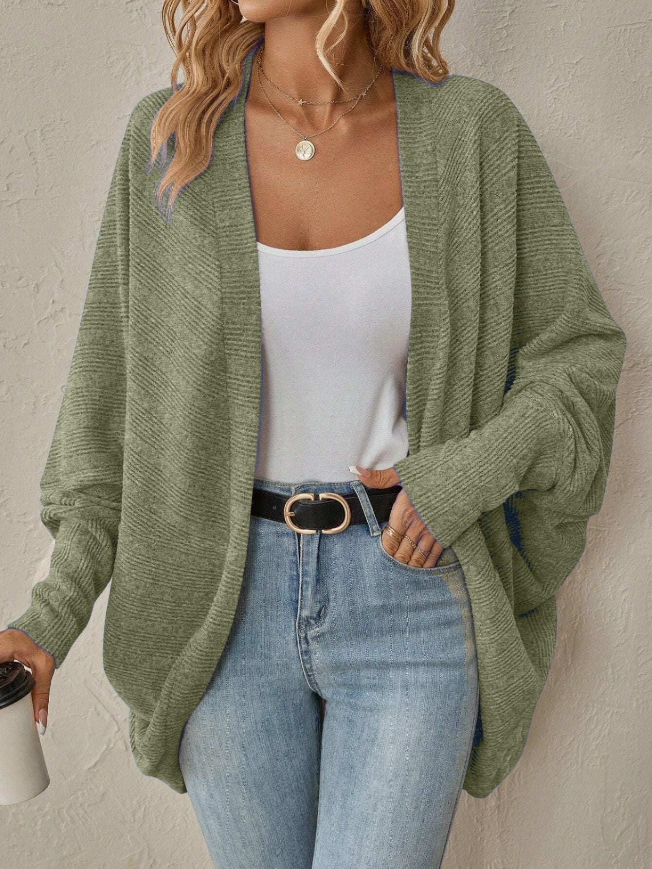 Elegant Women's Knitted Solid Color Mid-length Women's Sweater