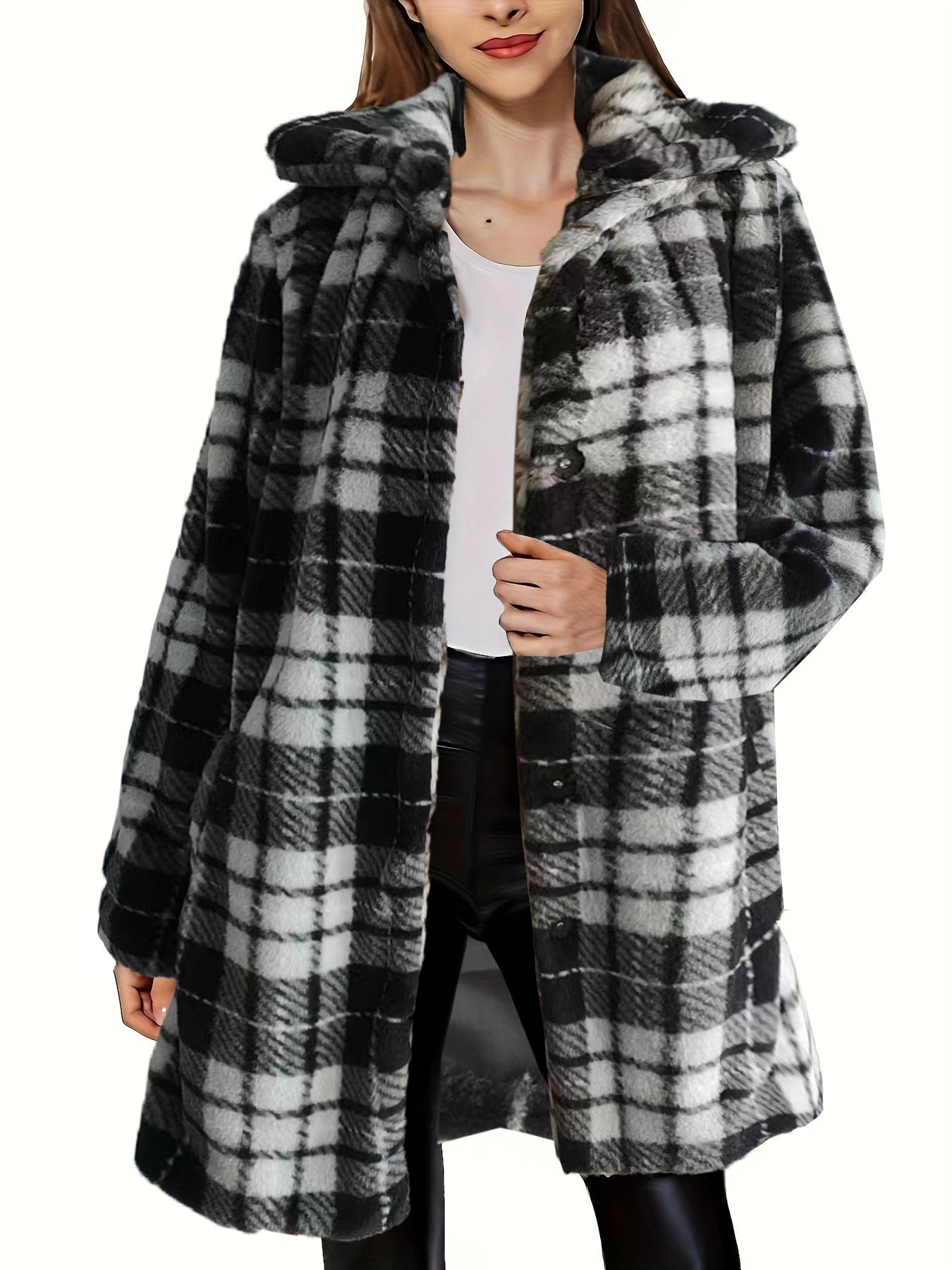 Women's Fashion Wear Leopard Print Loose Plush Coats