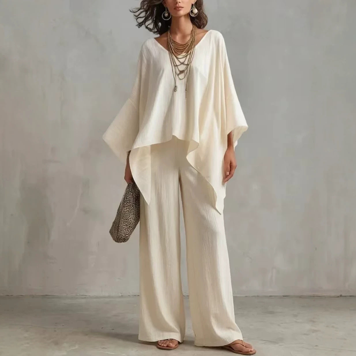 Women's Linen Elegant Simple Loose Ladies Solid Fashion Casual Suit