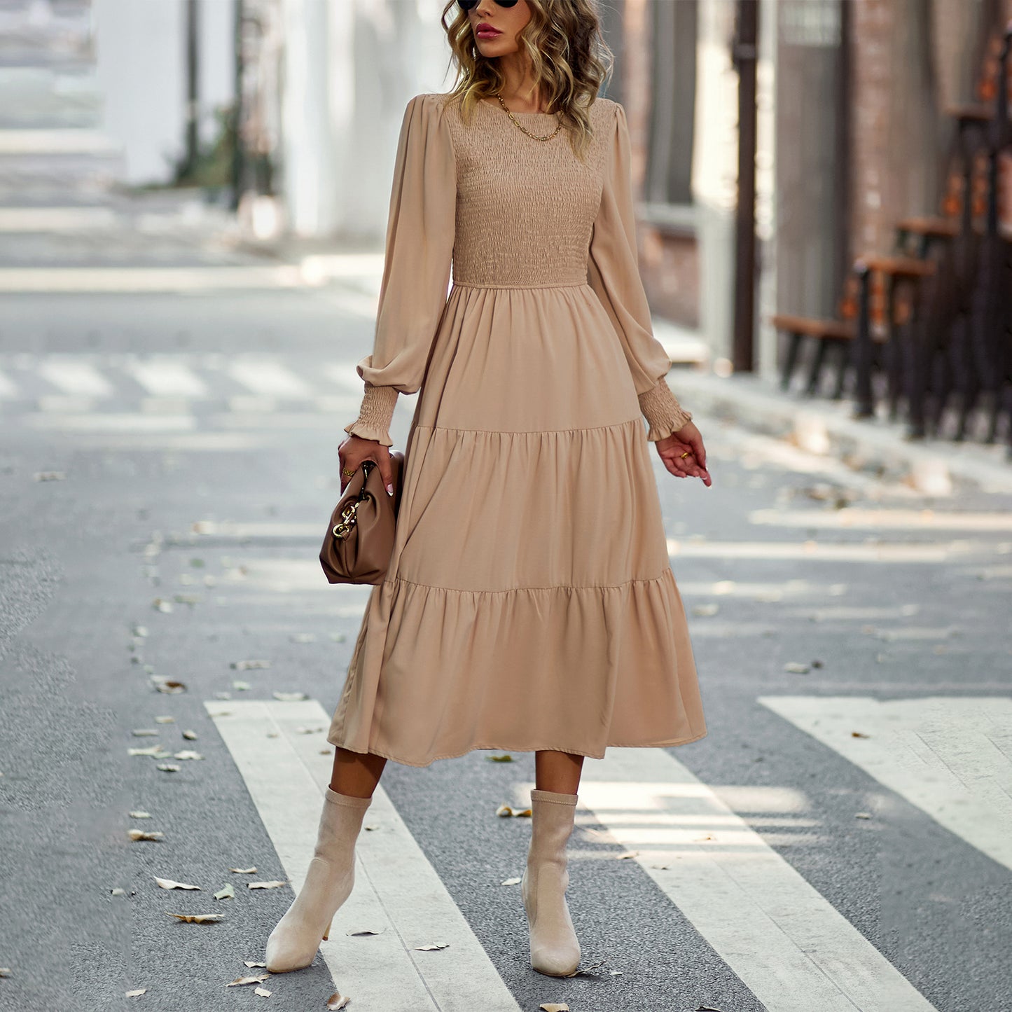 Women's Large Swing Dress Leisure Vacation Cinched Clothing