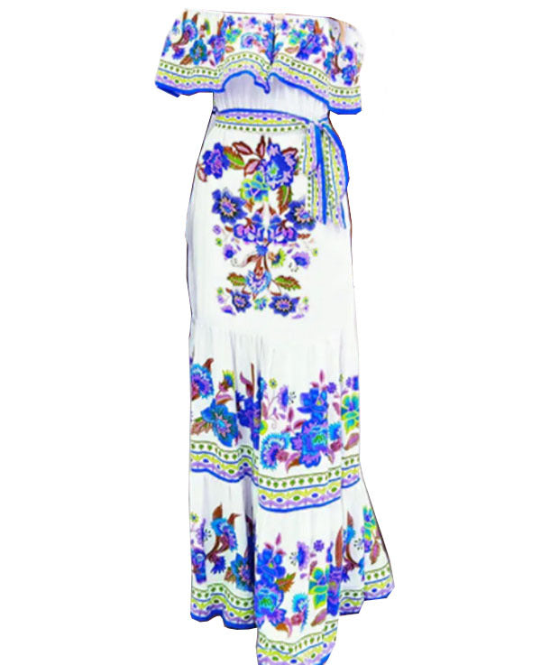 Women's Printed Wear Holiday Ethnic Red Flower Dress