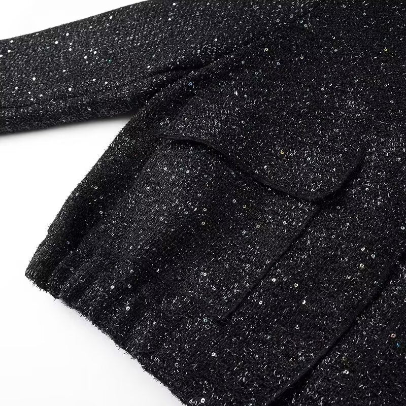 Women's French Style Fashion Loose Slimming Sequined Coats