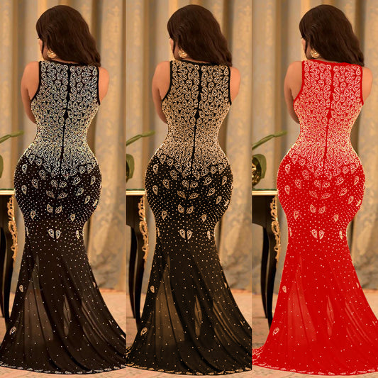 Women's Sexy Skinny Mesh Nightclub Party Rhinestone Dresses