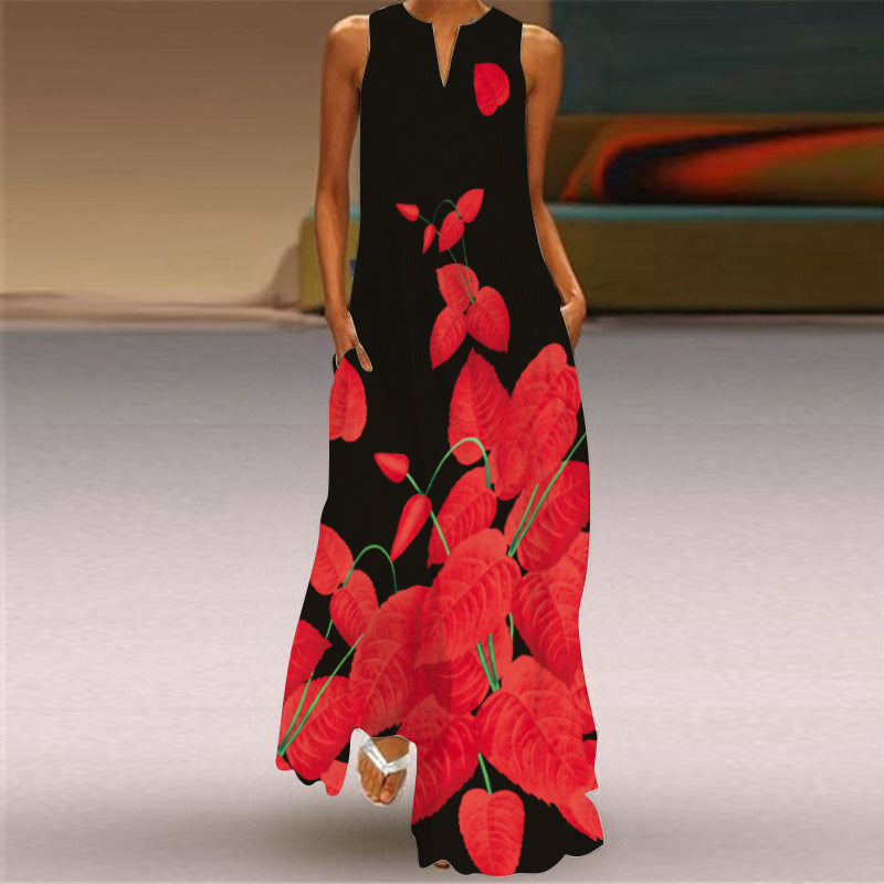 Women's Summer Sleeveless Dress Printed Emerald Dresses
