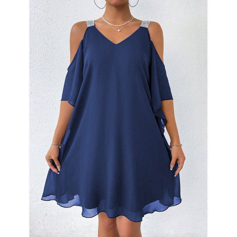Women's Summer Chiffon Solid Color Elegant Dress