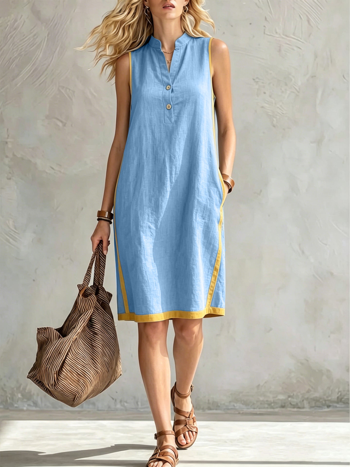 Charming Women's Sleeveless Casual Loose Linen Dress