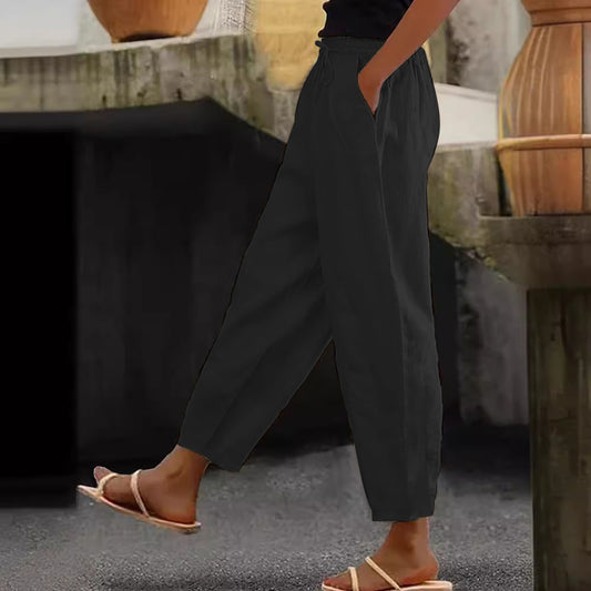 Women's Linen Solid Color Fashion Casual Daily Pants