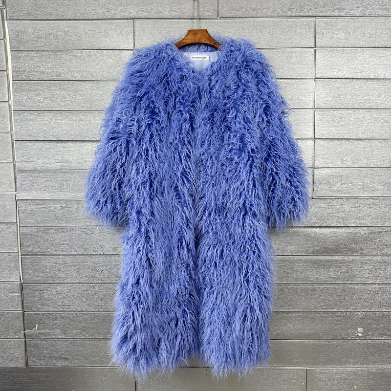 Imitation Tan Wool Extended Furry Color Coats