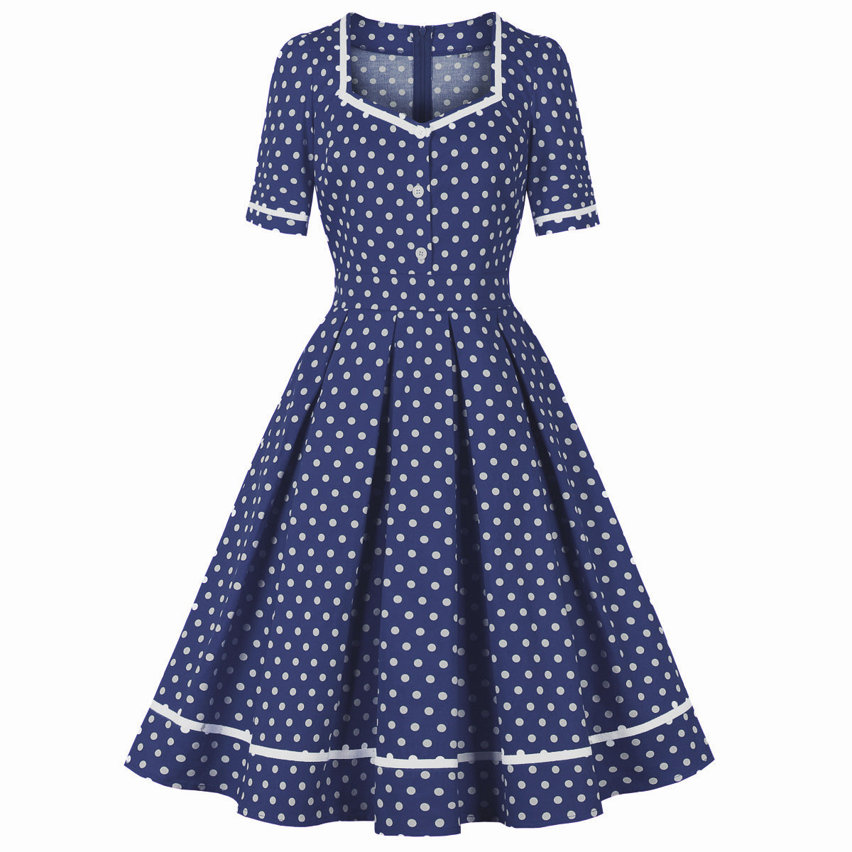 Women's Square Collar Polka Dot Temperament Slimming Large Clothing
