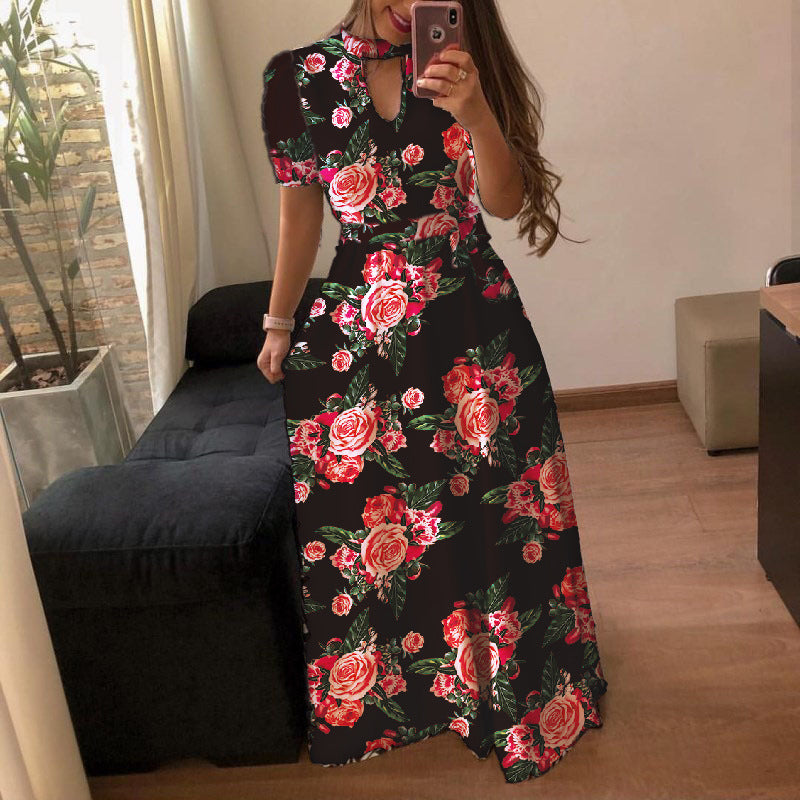 Sexy Fashion Digital Printing Style Large Dress