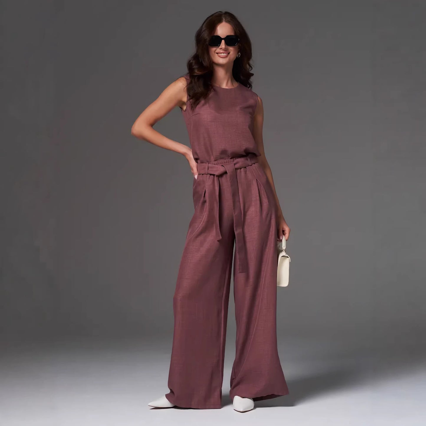 Women's Summer Sleeveless Light Luxury Temperament Solid Fashion Casual Suit
