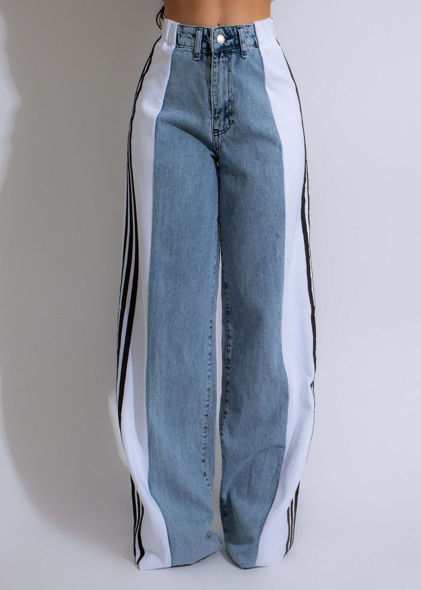 Women's Wide Leg Denim Trousers Casual High Jeans
