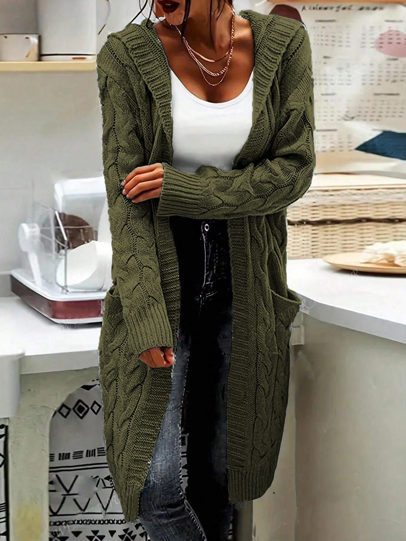 Durable Popular Women's Hooded Twist Pocket Women's Sweater