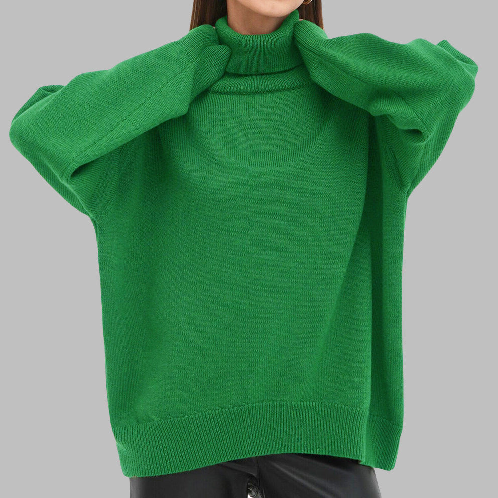 Women's Solid Color Turtleneck Loose Versatile Classic Sweaters