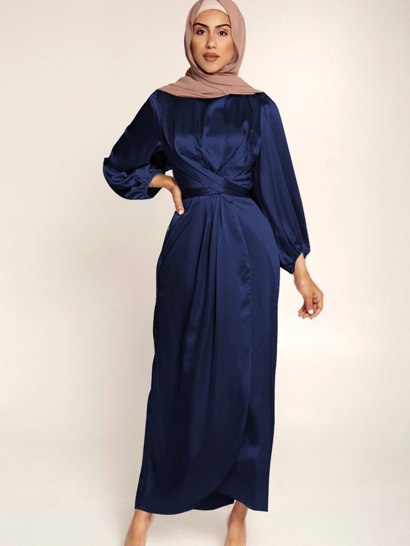 Women's Soft Waist Urban Style Satin Long Dress