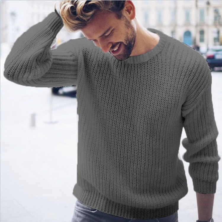 Men's Casual Round Neck Pullover Knitted Sweater