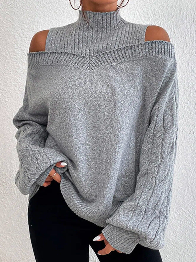 Casual Women's Mock Neck Loose Large Sweater
