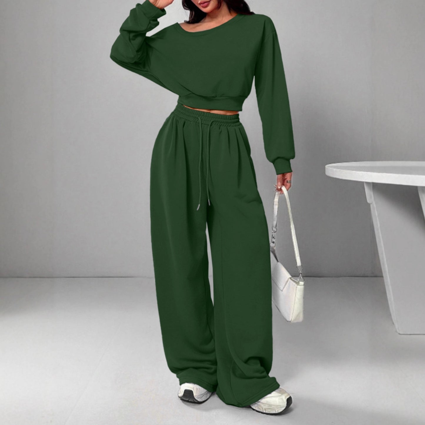 Yuan Winter Thermal Extra Thick With Fleece Waist Trimming Sweatshirt Fashion Casual Suit