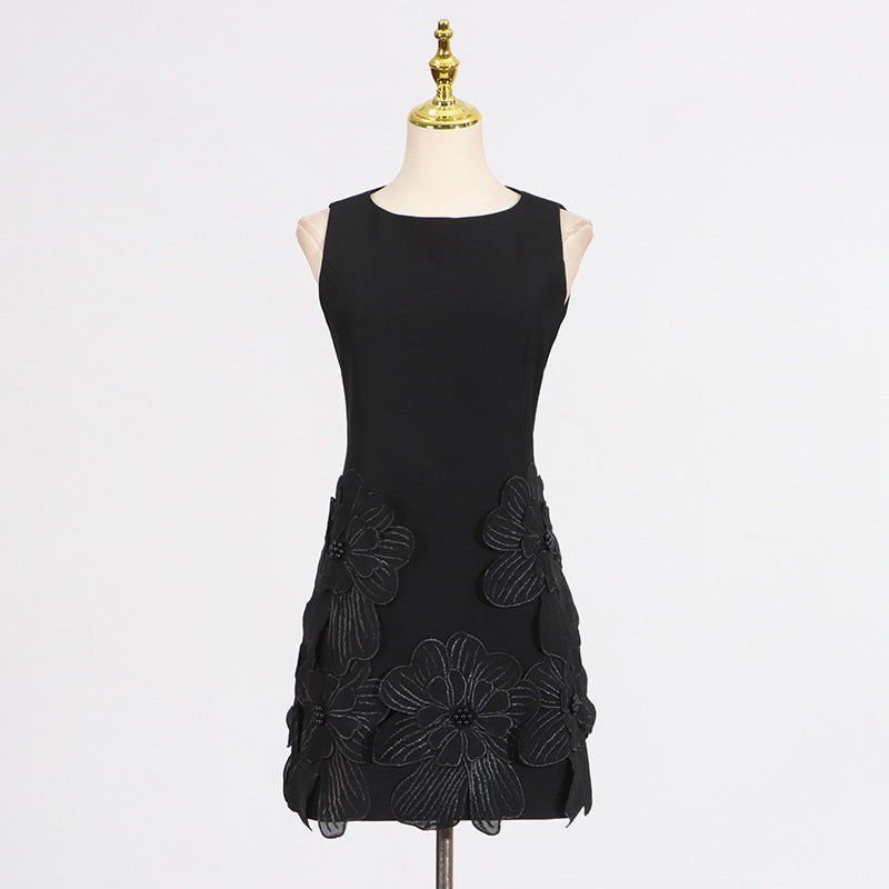 Women's Classic Style Three-dimensional Flower Sleeveless Simple Dresses