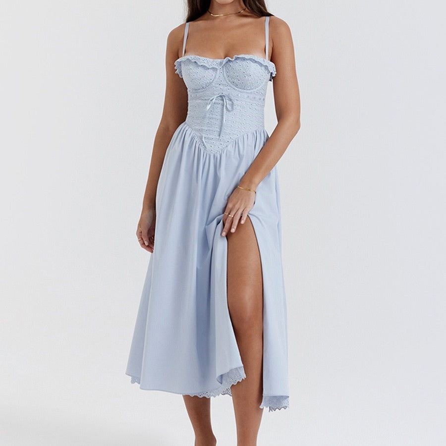 Crocheted Holiday Sexy Fashion Split Midi Dresses