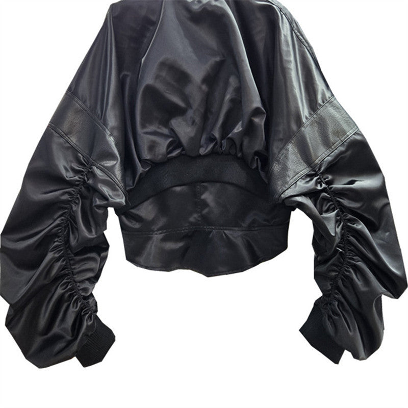 Niche Hot Autumn Sweet Cool Leather Stitching Coats