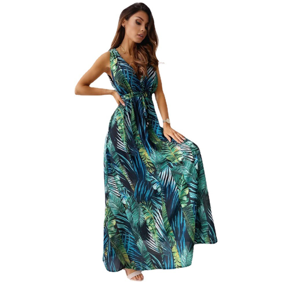 Women's Summer Fashion Floral Backless Sleeveless Dress Dresses