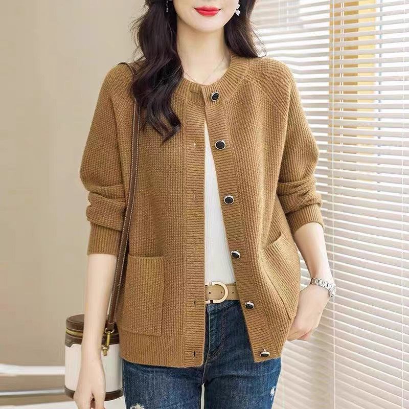Women's Knitted Solid Color Long Sleeve Loose Women's Sweater