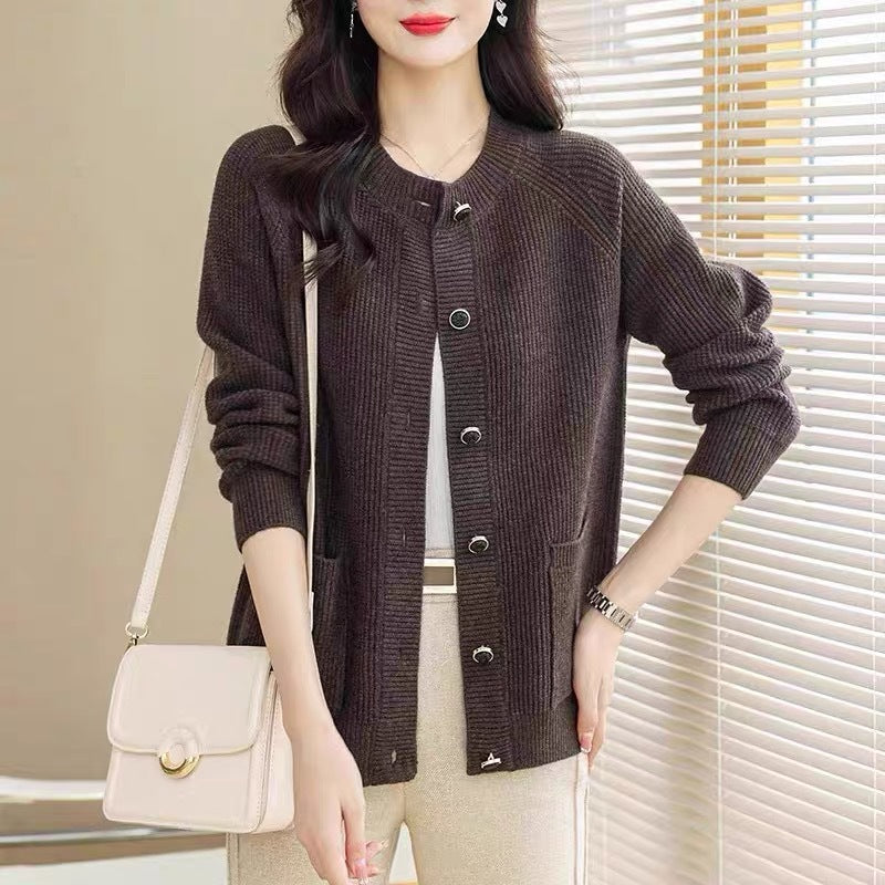 Women's Knitted Solid Color Long Sleeve Loose Women's Sweater