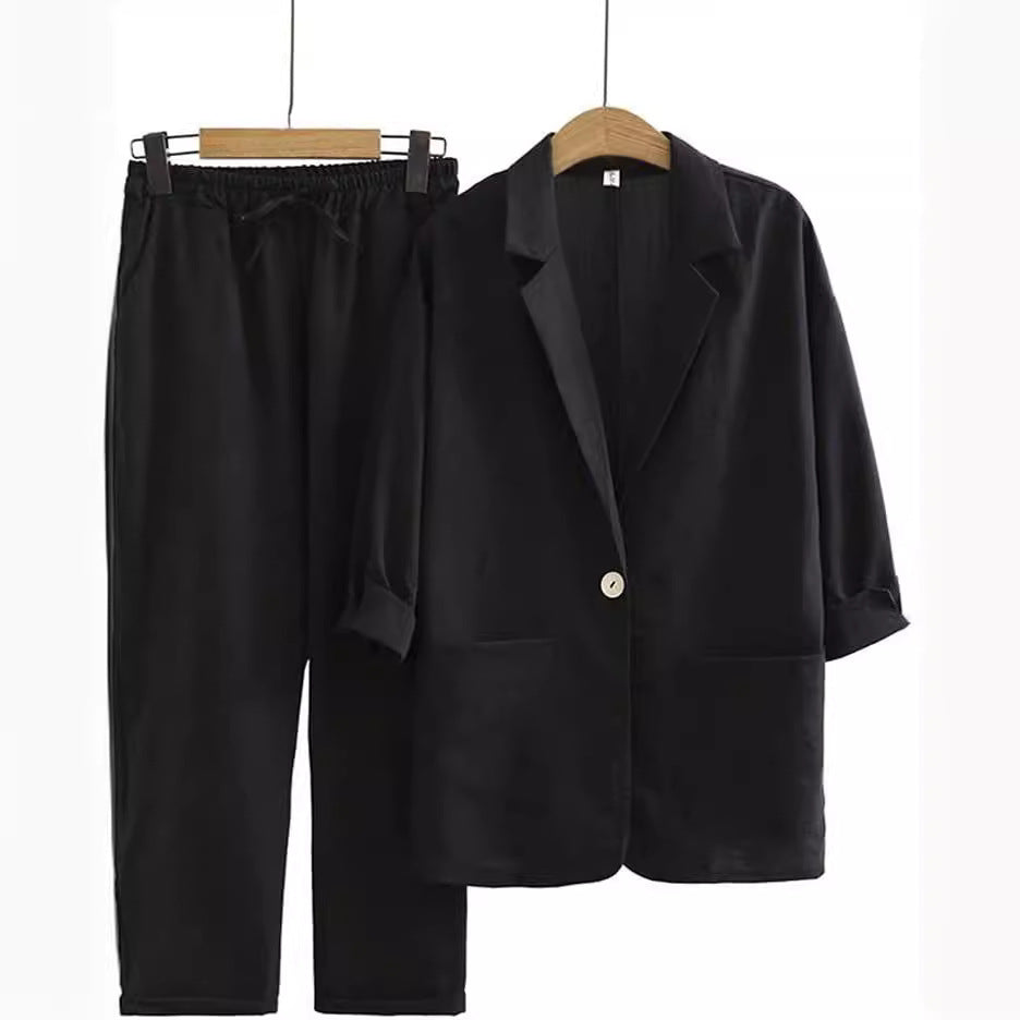 Women's Cotton Linen Autumn Loose Fashion Casual Suits