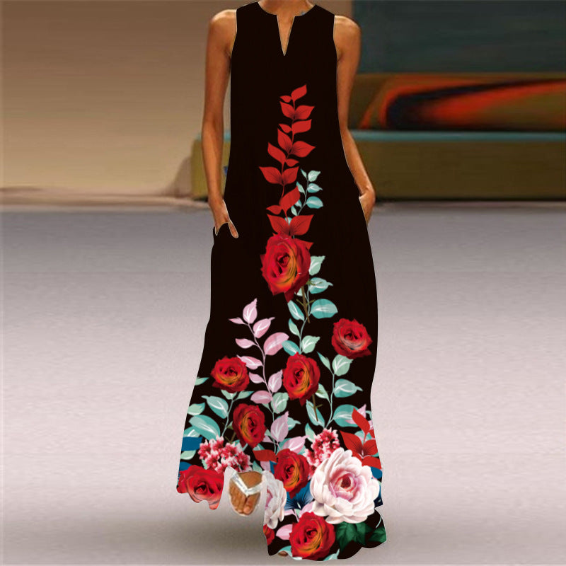 Women's Summer Sleeveless Dress Printed Emerald Dresses