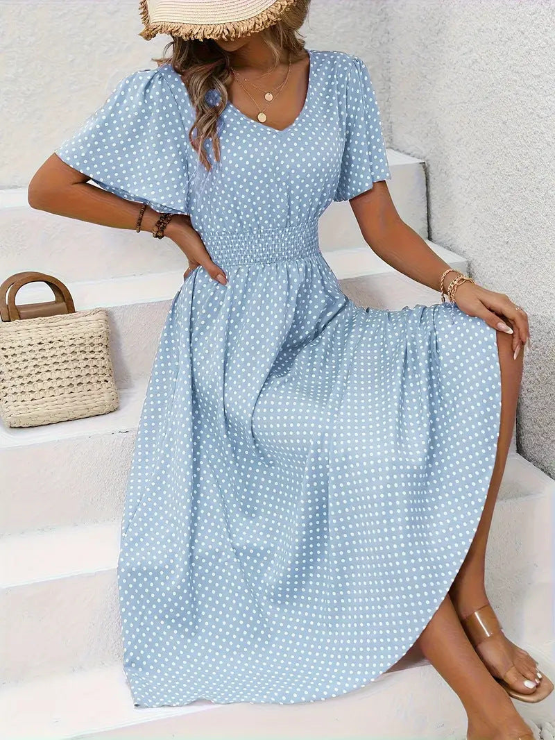 Quick Polka Dot Pullover Leisure Dress Dresses