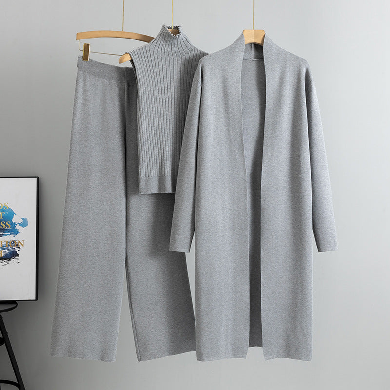 Lazy Temperament Knitting Sleeveless Three-piece Set Suits