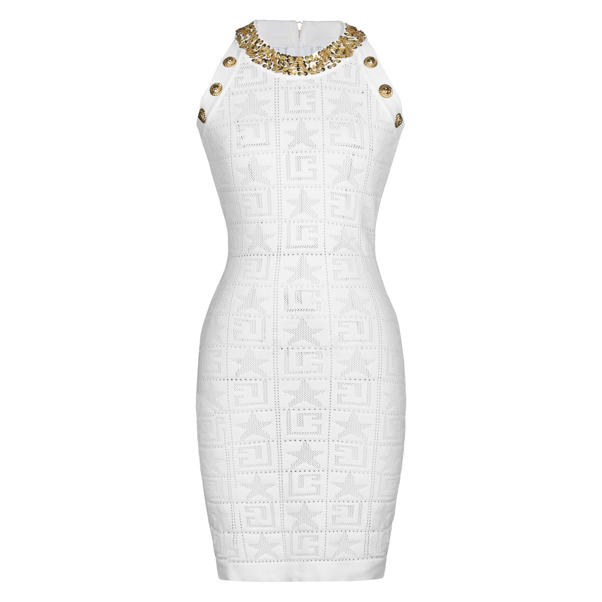 Summer Sleeveless Beaded Mid-length Knitted Dress Dresses