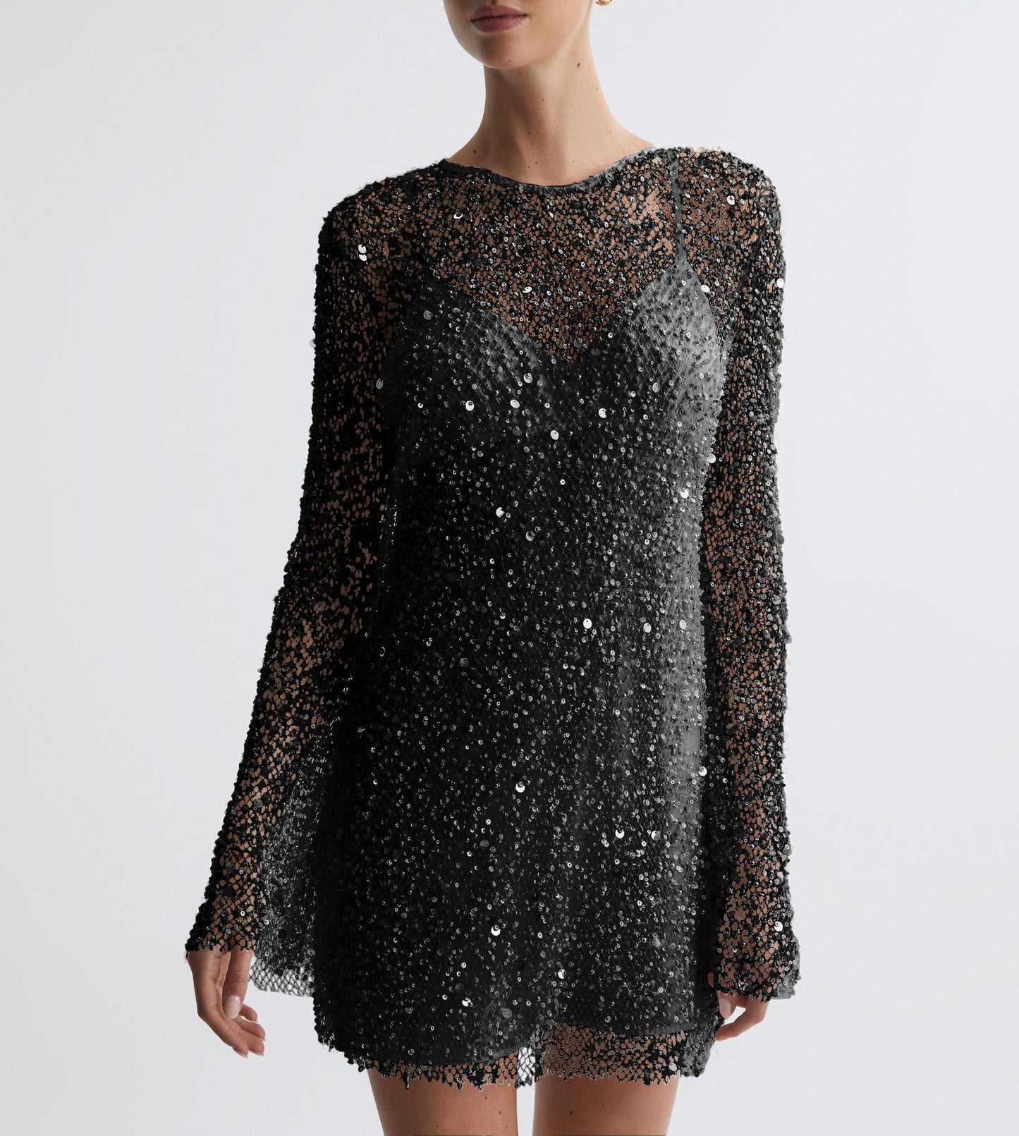 Women's Bubble Beads Mesh Two-piece Set Sling Dress