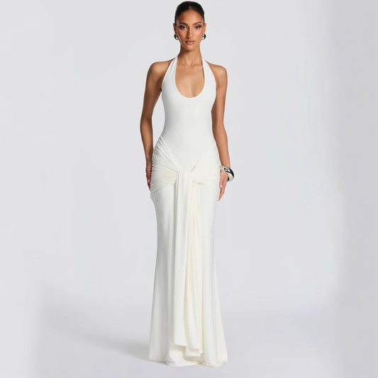 Women's Solid Color Sleeveless Waist Ribbon For Dress