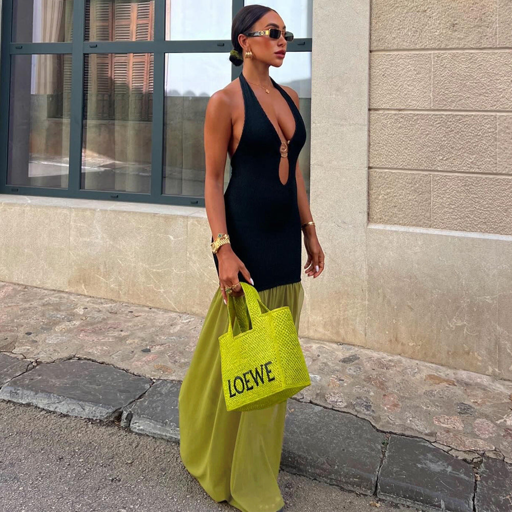 Women's Autumn Backless Sleeveless Cutout Dress Dresses